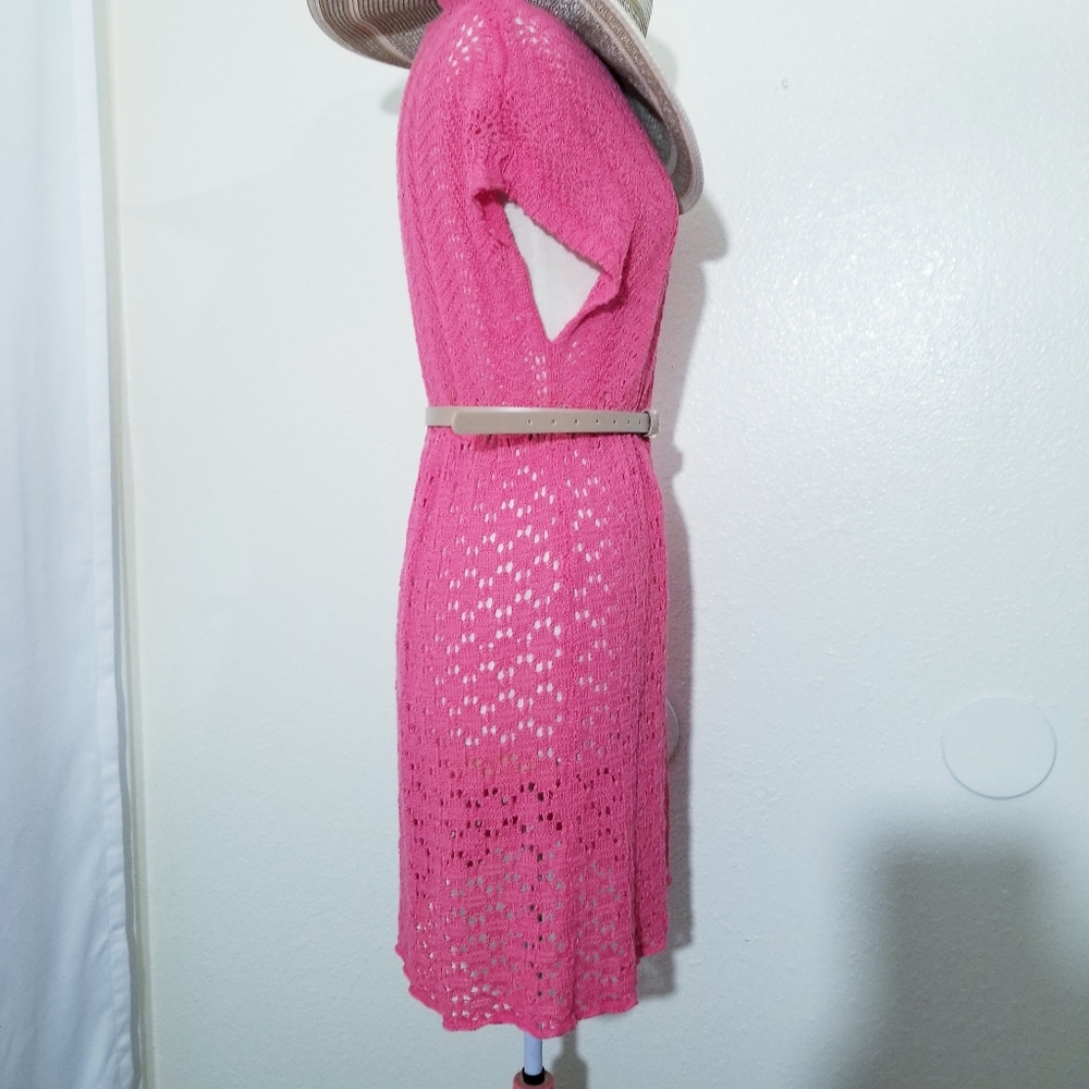 Open knit cardigan, perfect for layering, watermelon pink color - Picture 8 of 14
